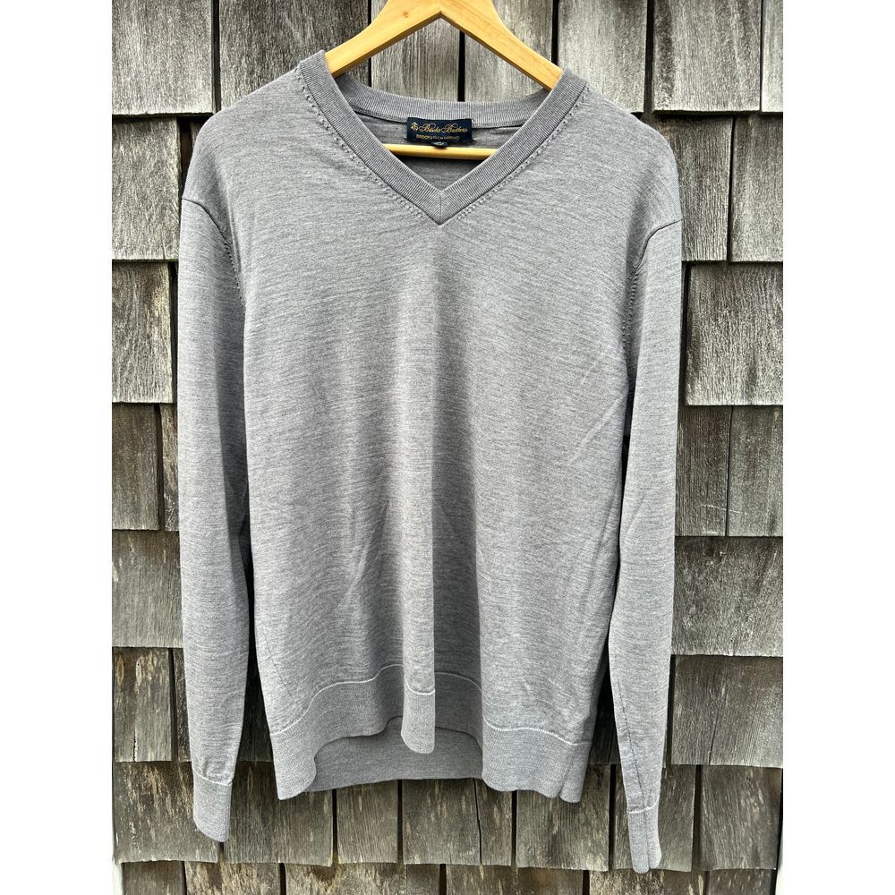 Brooks Brothers Brookstech Merino V-neck Sweater‎ Grey L